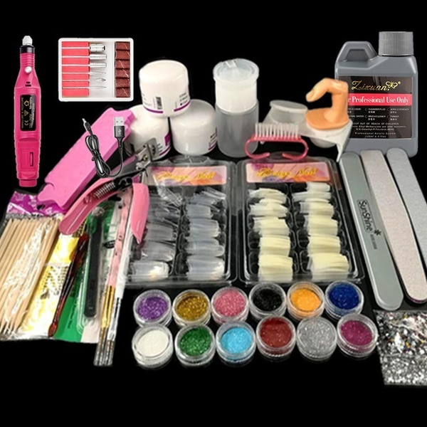 Acrylic Nail Kit Set, Acrylic powder Shiny Glitter Nail Art Decoration  Professional DIY Gel Nail Kit
