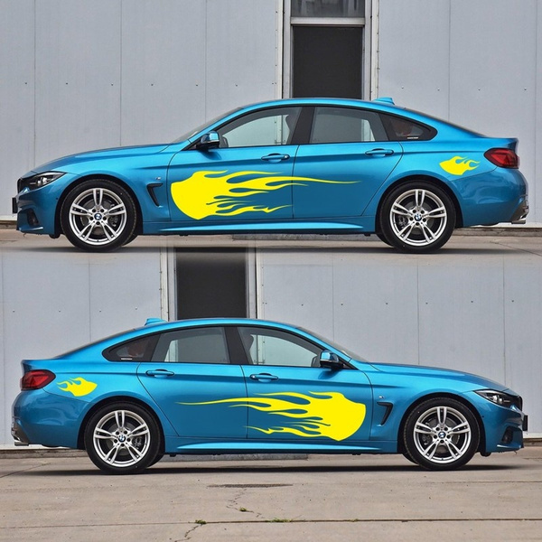 Both sides Personality Flame Symmetric Full body car stickers Styling