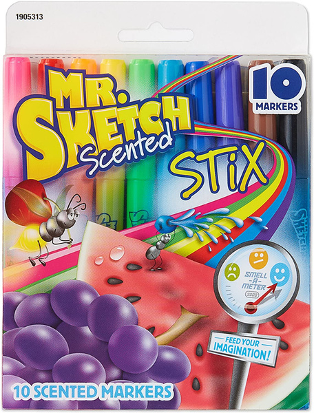 Mr. Sketch Scented Stix Markers, Fine Tip, Assorted Colors, 10