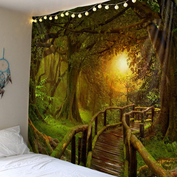 Scary Haunted Forest Tapestry Wall Hanging for Living Room Bedroom Decor 71*60in 
