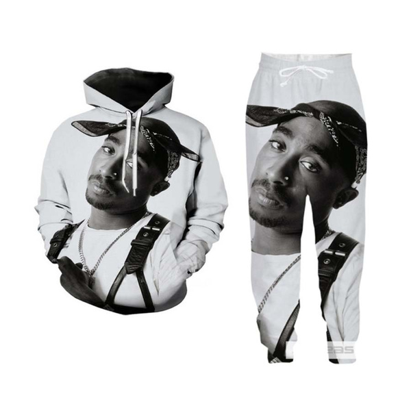 MensWomens 3D 90s rapper 2pac Tupac Sweatshirt Hoodies Jogging pants Sport Suits 