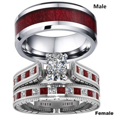 Sterling, Steel, Engagement Wedding Ring Set, wedding ring