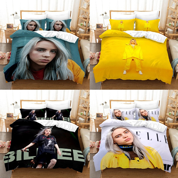 Billie Eilish Bedding Set Rapper Music Duvet Cover Pillowcase Quilt Gift Bed Set