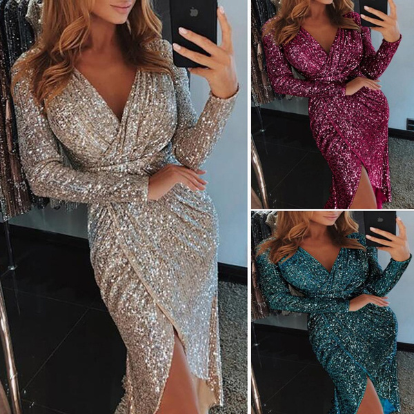 Sexy Dinner Sequin Dress, Dinner Dress Ladies, Long Dress Dinner