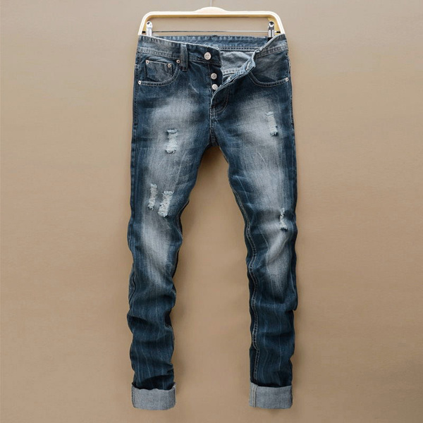 Men's Dilapidated Straight Jeans | Wish