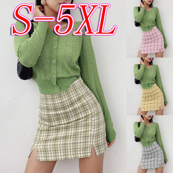 Plus Size Women Ladies Plaid Mini Skirts | Wish