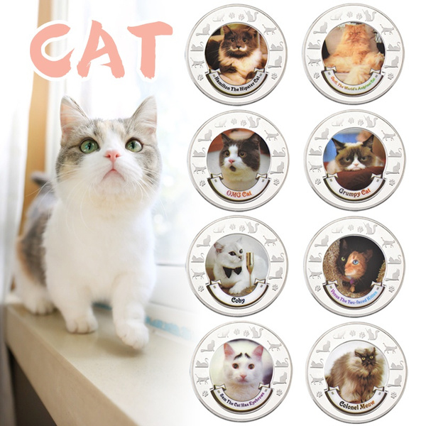 WR Hot Sale Cute Cat Souvenir Coin Collection Commemorative Coins Foil