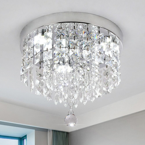 Led Modern Ceiling Light Round K9 Crystal Pendant Lamp Chandelier For Home Kitchen Bedroom Stair 15w D25cm Wish - Crystal Nest Led Ceiling Light