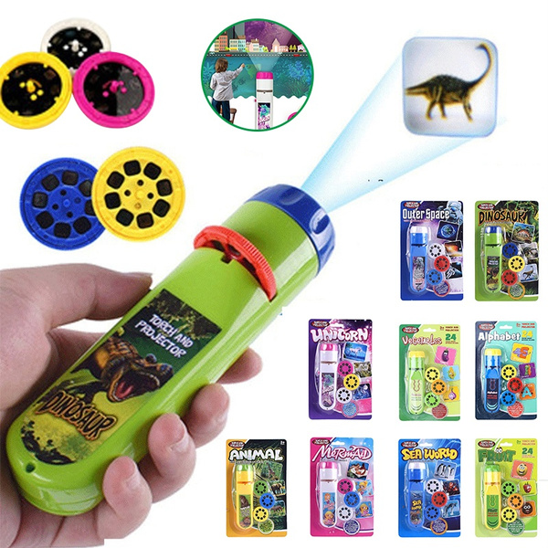 Projection Flashlight Kids Projector Light Toy Cute Cartoon Night Photo Picture 