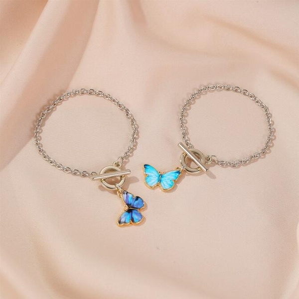 Silver Butterfly Bracelet Butterfly Bracelet Butterfly Jewelry Colorful Butterfly Bracelet,