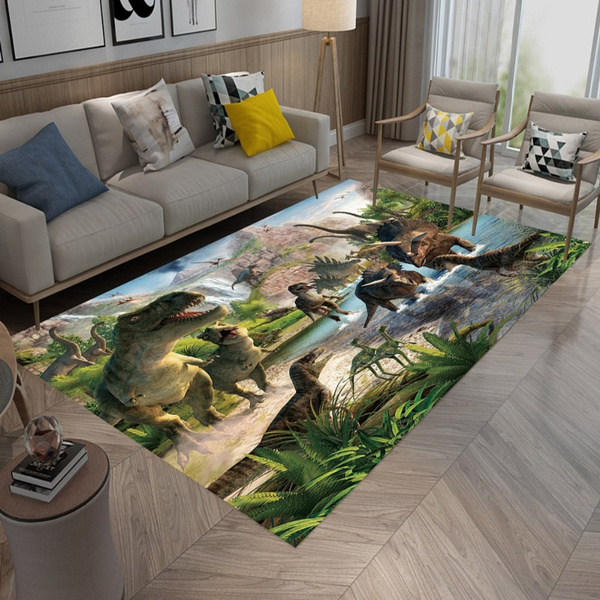 Bedroom Living Room Floor Carpet Yoga Mat Area Rugs Dinosaur in Water Volcanic 