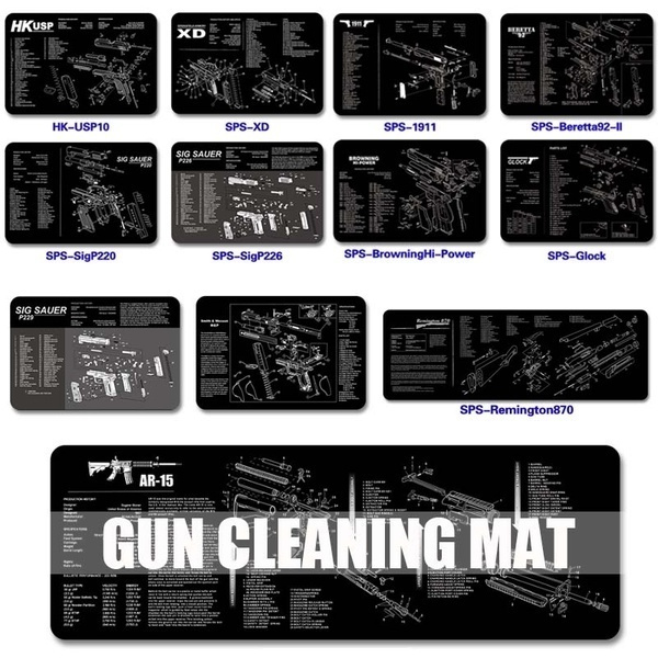 Waterproof Gun Cleaning Rubber Mat With Parts Diagram And Instructions Armorers Bench Mat Mouse Pad For Glock Sig P226 P229 1911 Ar15 Ak47 Rem870 M P Beretta92 P220 Cz2 Wish