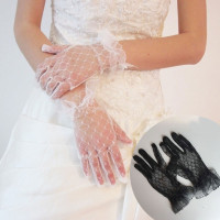 1Pair Bride Gloves Black White Lace Gloves Sunscreen Driving Gloving ...