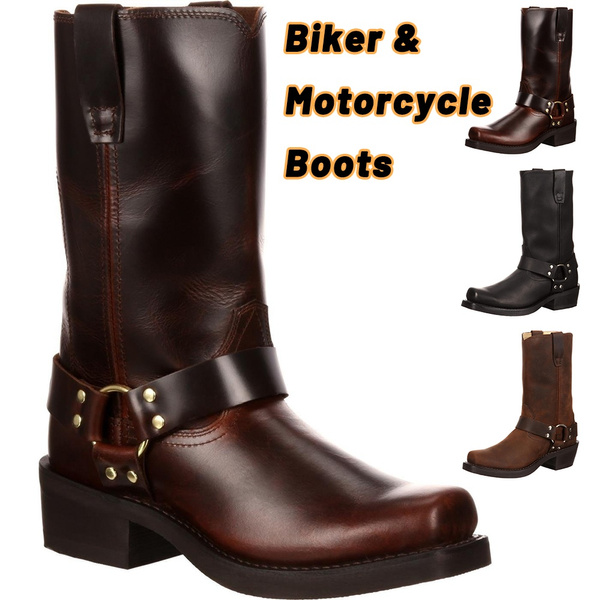 mens boots buckle strap