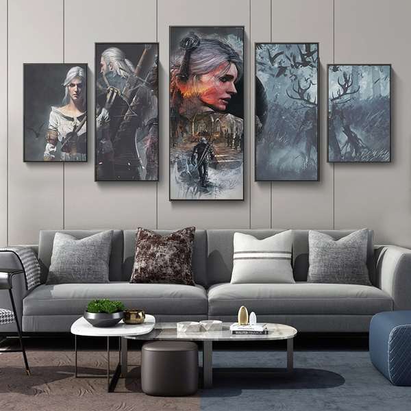 5 Piece Wall Art Oil Painting (No Frame) The Witcher 3 Wild Hunt