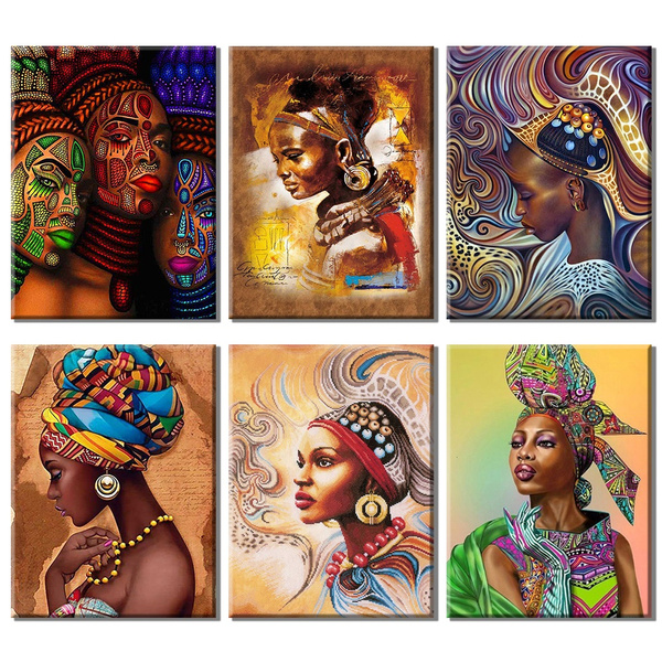 Diamond African Woman Painting Beautiful Portrait House Wall Displays Decoration 