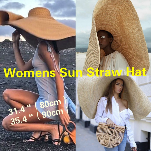 Summer 70cm Large Wide Brim Sun Hats For Women Oversized Beach Hat Foldable  Travel Straw Hat Lady UV Protection Sun Shade Hat, Wide Brim Summer Hats  Ladies
