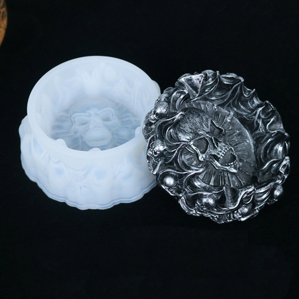 Skull Ashtray Silicone Mold Mirror Ashtray Flower Container Food Grade Silicone 