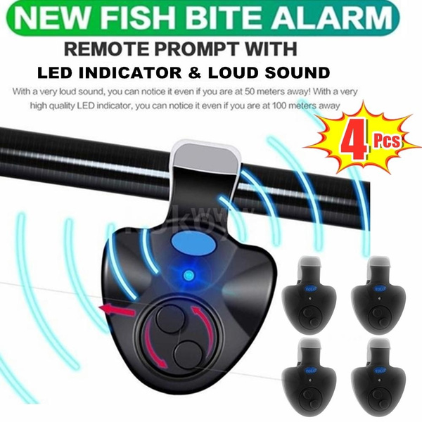 4/2pcs Electronic Fishing Bite Alarm with Sound LED Lights Indicator Fish  Bite Alarms