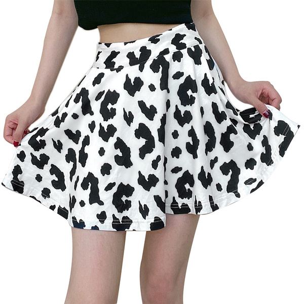 High waisted shop cow print skirt