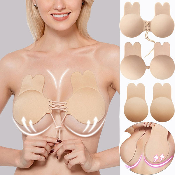New Styles Women Invisible Push Up Bra Seamless Strapless Bras Front  Closure Self-Adhesive Rabbit Ear Bra Bralette for Women