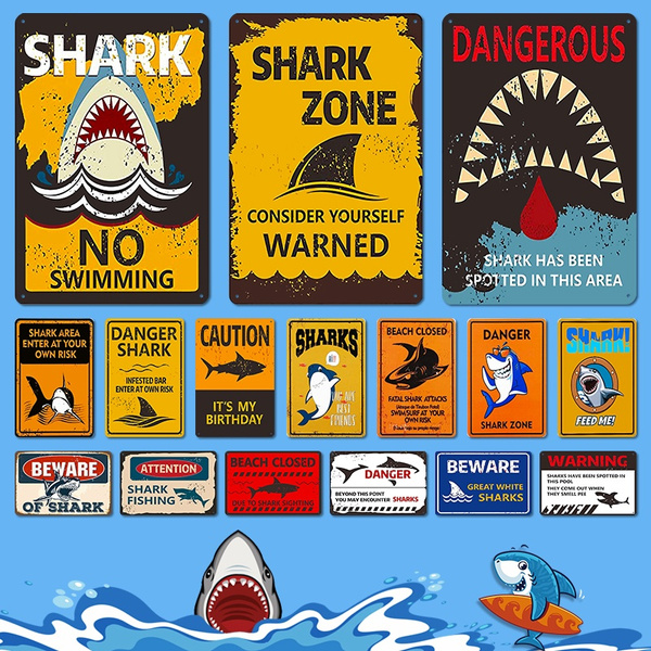No Sharks in Pool Sign 