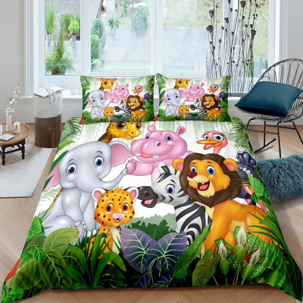Toddler Cartoon Lion Comforter Cover, Lion Duvet Cover Single