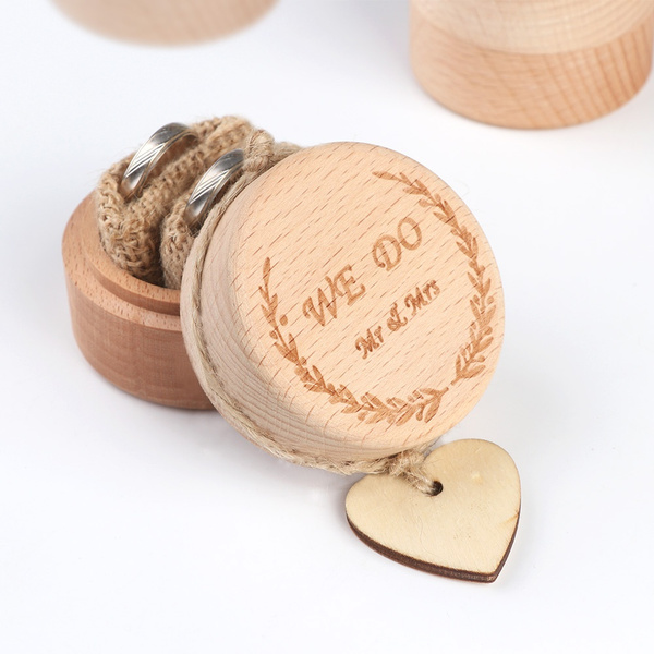 Vintage Rustic Wooden Wedding Ring Box Ring Bearer Box Ring Holder Heart Decor 