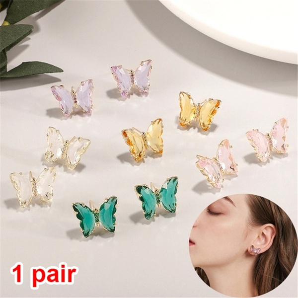 glass butterfly earrings