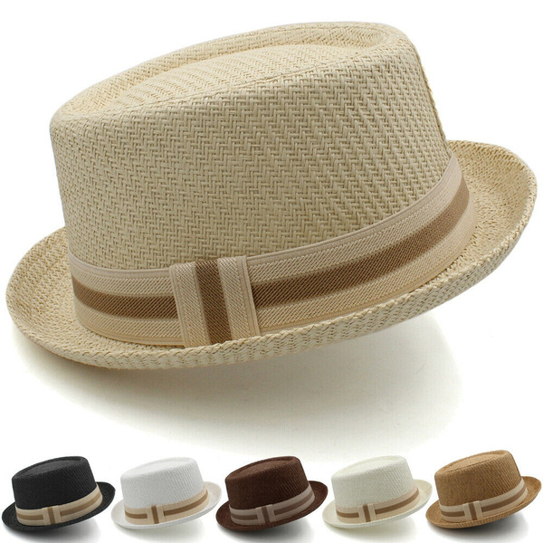 Unisex Adults Solid Straw Pork Pie Hats 