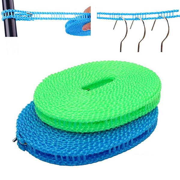 2Pcs Windproof Clothesline Outdoor Travel Retractable Rope Washing Line 8m 