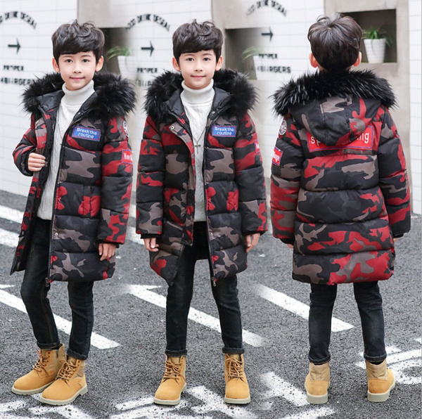 Children Jackets Girls & Boys Big Fur Collar Detachable Liner Coats Winter  Imitation Rabbit Fur Coat Parent-child Wear