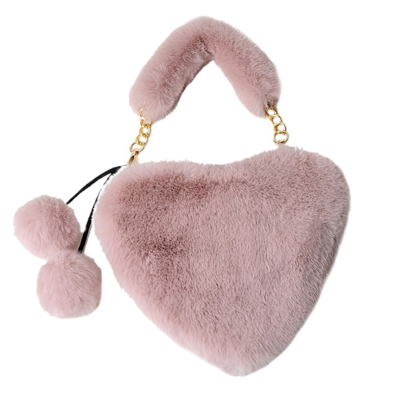 Fluffy heart shoulder bag