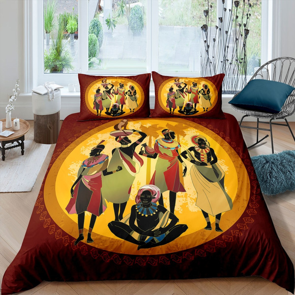 African Woman Bedding Set For Girls, King Size Bedding Collections