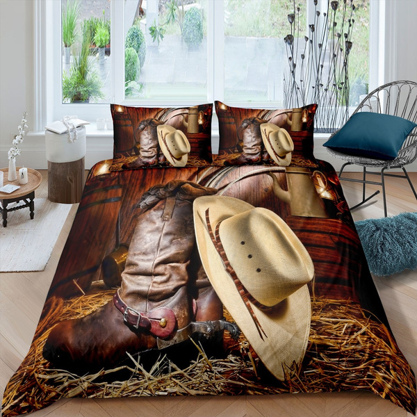 Western Decor Duvet Cover Retro Cowboy, Cowboy Bedding King Size