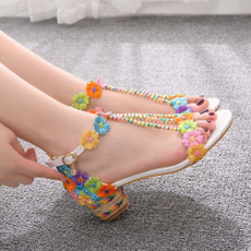 Summer, Beaded, Sandals, Lace