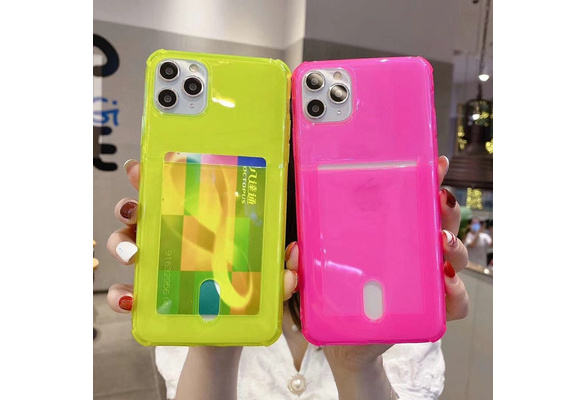 Neon Fluorescent Solid Color Ultra Thin Airbag Card Holder Phone