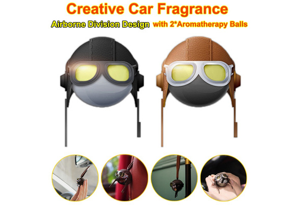 Stainless Steel + Leather Strap Hanging Car Fragrance Creative Airborne  Division Design Vent Clip Car Air Freshener Car Perfume with 2 Aromatherapy  Balls