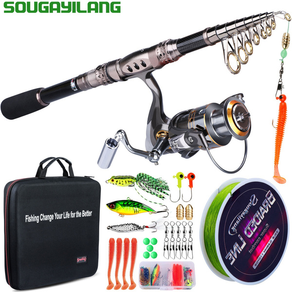 Sougayilang Spinning Telescopic Rod and Spinning Reel Fishing Combo -  Carrying Bag Fishing Tackle Full Kit