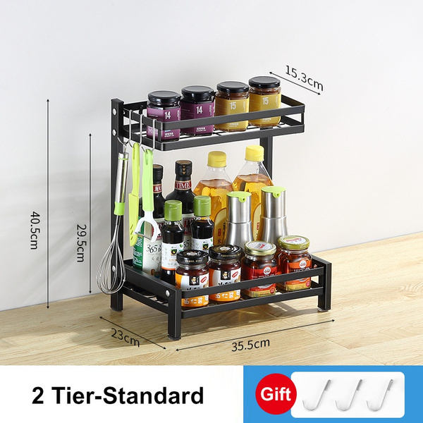 2-Tier Kitchen Spice Rack Storage Organizer Seasoning Bottle Stand Shelf 
