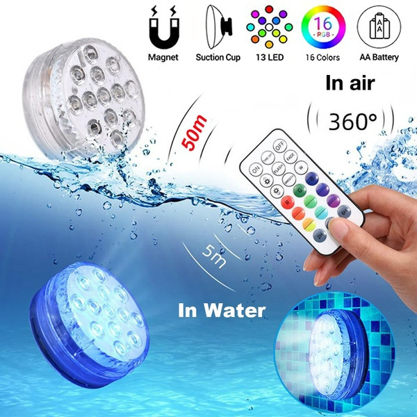 Submersible Led Lights with Remote Control, 16 Colors Waterproof ...