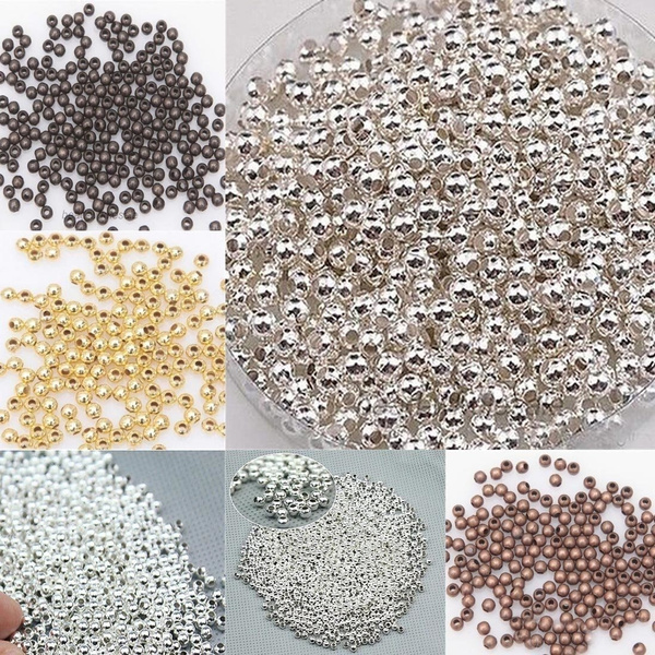 1000 SPACER BEADS 3mm Silver Gold Small Round Ball Metal Jewellery Making DIY 