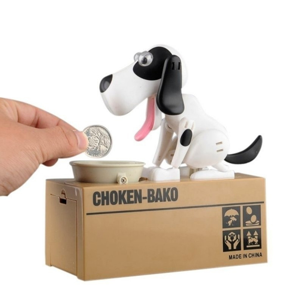 1x Cute Hungry Robotic Dog Puppy Bank Coin Eating Save Canine Money Box 