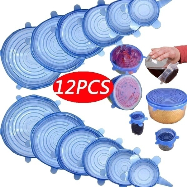 1/3/6/12 pieces Reusable Silicone Wrap Food Fresh Keeping Wrap Kitchen ...