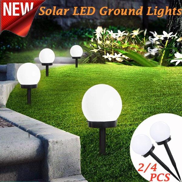 2Pcs Solar LED Ground Light Ball Lamp Waterproof Outdoor Garden Yard Path Decor 