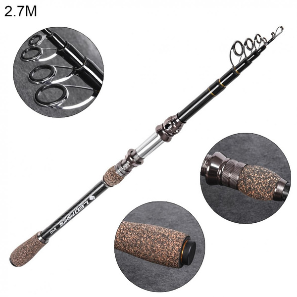 2.7m Carbon Lure Fishing Rod Spinning Rod 5 Section Telescopic Ultra Light  Travel Carbon Fiber Fishing Pole Tackle