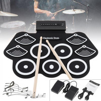 9 Pads Electronic Roll up Thicken Silicone Drum Electric Drum Kit with ...