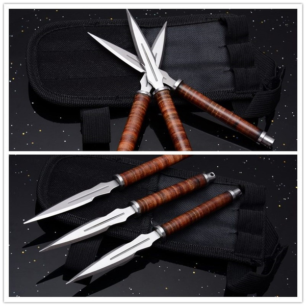 3 Pack Hunting Knife Tactical Combat Throwing Knife Set Classic Double Edged Darts Leather Handle Darts Wish