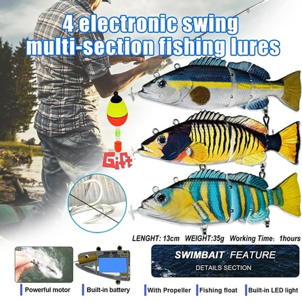 The Newest 5.12inch Electric Fishing Lure USB Charging Bait 4Section  Swimbait Pesca Tackle Vivid Fish Rechargeable
