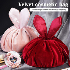 velvetmakeupbag, bunnyshapedcosmeticbag, Makeup bag, foldablecosmeticbag